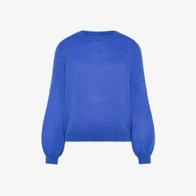Maglia girocollo in lana e alpaca blue