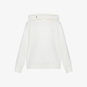 Felpa in cotone effetto vintage con cappuccio bianco panna