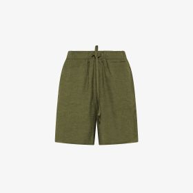 Shorts in misto lino verde scuro