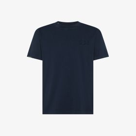 Navy blue vintage-effect cotton T-shirt