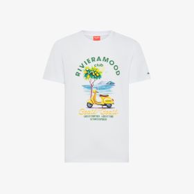 T-shirt in jersey di cotone con stampa bianco/giallo
