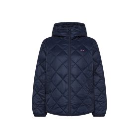 Piumino trapuntato con cappuccio navy blue