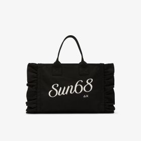 Shopping bag Cali media in tela di cotone nero