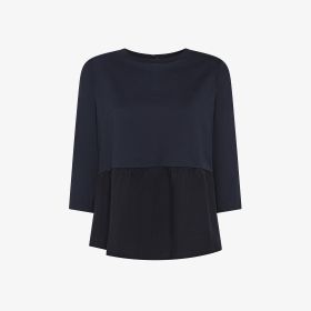 Navy blue cotton T-shirt with SUN68 embroidery