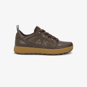 Brown Genius tumbled leather sneaker