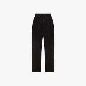 Black corduroy trousers with pleats