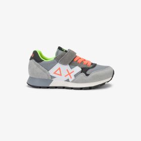 Medium grey Boy's Jaki Fluo nylon and suede sneaker
