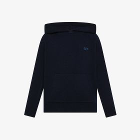 Maglia in lana e cashmere con cappuccio navy blue