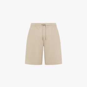 Stone grey cotton fleece Bermuda shorts