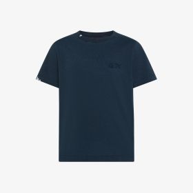 T-shirt con ricamo a contrasto in cotone blu navy