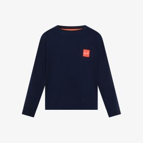 T-shirt in cotone con patch fluo navy blue