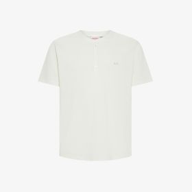 T-shirt in piquet di cotone bianco panna