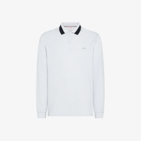 Polo in piquet con colletto a contrasto bianco
