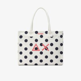 Off white/navy blue printed cotton canvas Cali tote bag