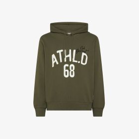 Felpa in cotone con stampa verde militare scuro