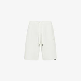 Off white cotton fleece Bermuda shorts