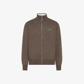 Turtledove grey wool and cashmere zip cardigan