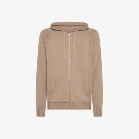 Maglia in cotone con cappuccio grigio stone