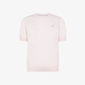 Pink wool and cotton crew-neck T-shirt