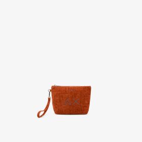 Mini pochette in velluto rust