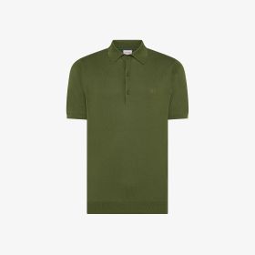 Dark green cotton knit polo shirt