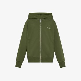 Dark green cotton fleece zip hoodie