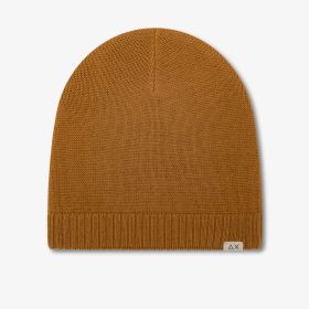 Berretto in maglia di misto lana marrone cacao