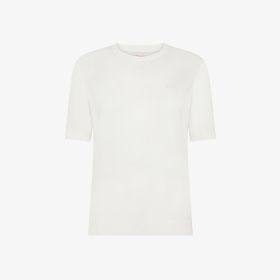 T-shirt girocollo in maglia bianco