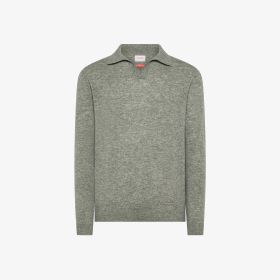 Polo in lana e cashmere grigio chiaro
