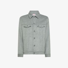 Giacca overshirt in panno di lana grigio chiaro