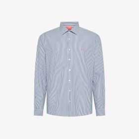 Navy blue/white striped cotton shirt