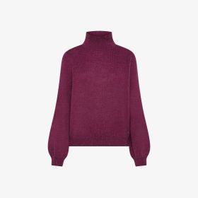 Cyclamen pink wool and alpaca blend high neck jumper