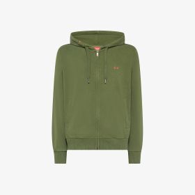 Dark green cotton fleece zip hoodie