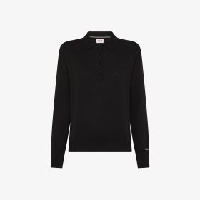 Polo in lana e cotone nero