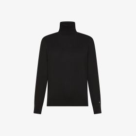 Black wool and cotton turtleneck jumper
