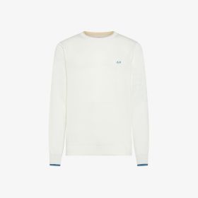 Maglia con dettagli a contrasto in cotone bianco panna