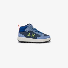Sneaker Boy's Genius Midi in suede e PU navy blue/sky blue