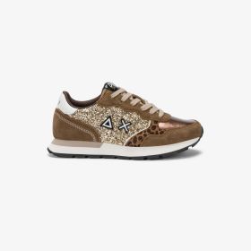 Gold Teen Girl's Ally Glitter suede and faux leather sneaker