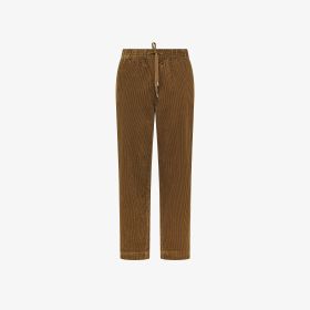 Pantaloni in velluto con coulisse marrone cacao