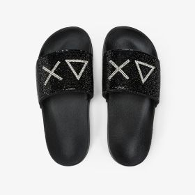 Black rhinestone slides