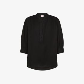 Black linen blend blouse