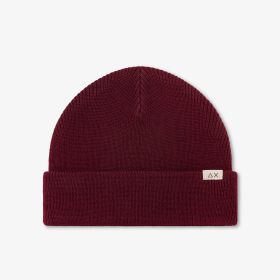 Berretto beanie in misto lana a costine bordeaux
