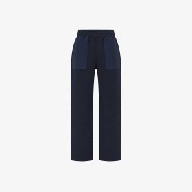 Pantaloni jogging in felpa e nylon navy blue