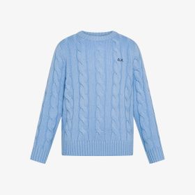 Maglia in lana e cashmere a trecce sky blue
