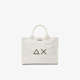 Shopping bag Cali media in tela di cotone bianco panna