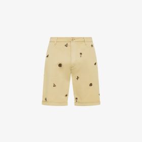 Bermuda chino in cotone con ricami beige medio