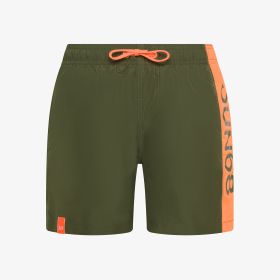 Military green nylon beach shorts