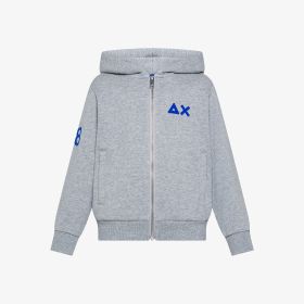 Felpa in cotone con zip e logo fluo grigio chiaro