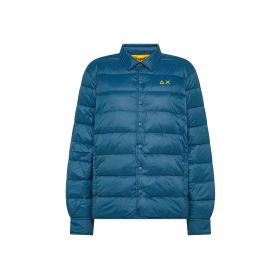 Giacca overshirt in nylon trapuntato avio scuro