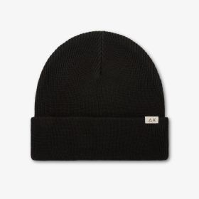 Berretto beanie in misto lana a costine nero